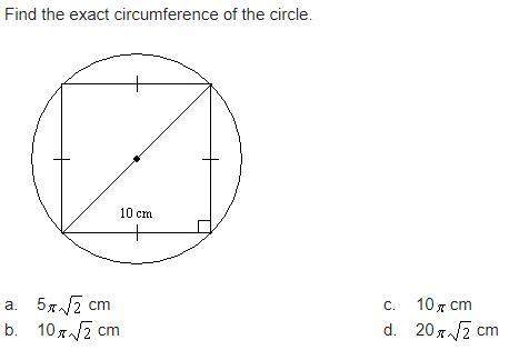 find the exact circumference of the circle.