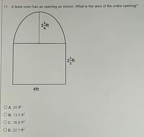 Abrick oven has the opening as shown. what is the area of the entire opening?