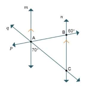 Calculating the measures of interior angles of a triangle use the diagram showing m || n