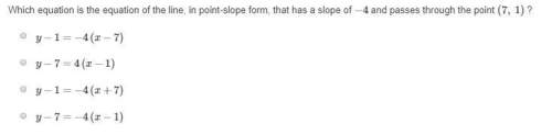 Which equation is the equation of the line, in point-slope form, that has a slope of -4 and passes t