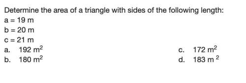Determine the area of a triangle with sides of the following length:  a = 19 m b = 20 m&lt;