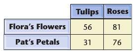 What is the ratio of the number of flora’s tulips to the number of flora’s roses