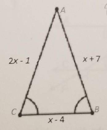 2. solve for x in the triangle shown below.a) x=-3b) x = 82x-1c x= 44.5