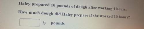 Haley prepared 10 pounds of dough after working 4 hours how much dough did haley prepare if she work