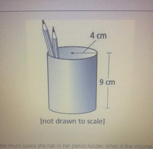 Mary wants to figure out how much space she has in her pencil holder. what is the volume, in cubic c
