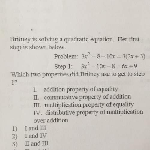 Britney is solving a quadratic equation. her first step is shown below. problem: 3x^2–