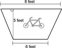 On a road, a bike sign in the shape of an isosceles trapezoid is to be painted. the sign and its dim