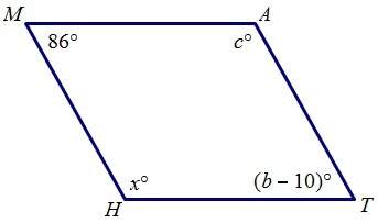 Given that math is a parallelogram, solve for x.  a. 64 b. 74 c.
