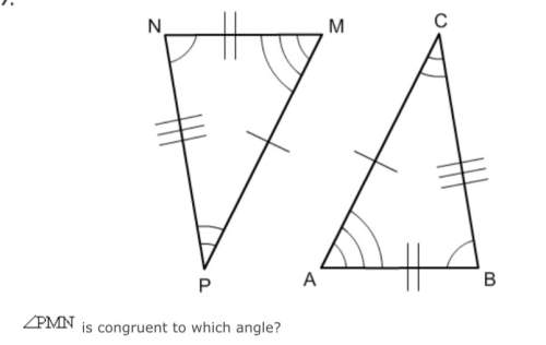 ∠pmn is congruent to which angle?  1.∠abc 2.∠cba 3.∠cab 4.∠acb