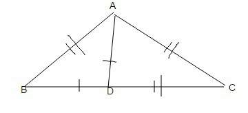 In the figure at right, it is given than bdc is straight, bd = da, and ab = ac = dc. find the size o