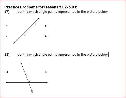 Identify the angles answer the questions below