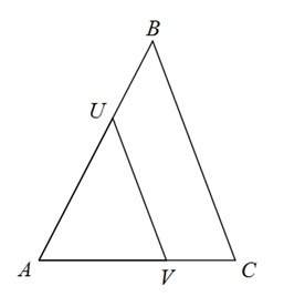 Given that the two triangles are similar, solve for x if au = 20x + 108, ub = 273, bc = 703, uv = 44