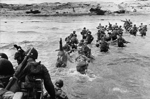 The images of d-day show soldiers wading through water to reach the shore. imagine you were an astro