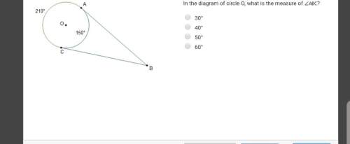 Circle o is shown. tangents c b and a b intersect at point b outside of the circle. the measure of t