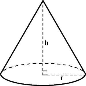 )1. in the cone below, the radius is 6 meters and the height is 8 meters. show your work to receive