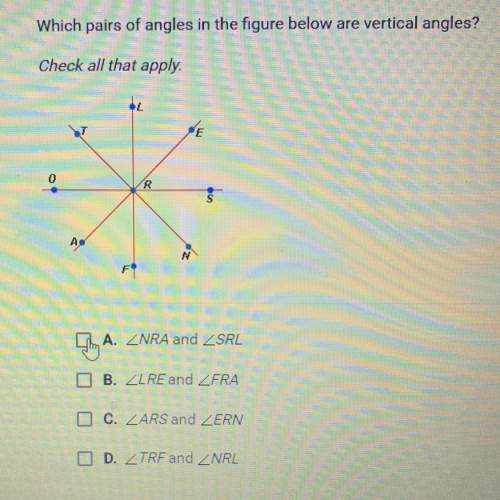 Which pairs of angles in the figure below are vertical angles?  check all that apply. a.