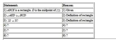 Given abce is a rectangle, d is the midpoint of ce prove ad =~ bd