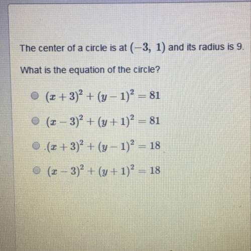 The center of the circle is at (-3,1) and it's radius is 9. what is the equation of the circle?