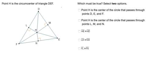 Point h is the circumcenter of triangle def. point h is the circumcenter of triangle d e f. lines ar