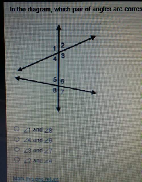 In the diagram which pair of angles are corresponding angles