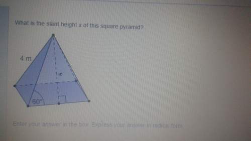 What is the slant height x of this square pyramid? (express your answer in radical form.)