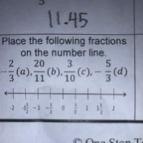 Place the following fractions on the number line. -2/3 20/11. 3/10. -5/3