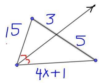 Using the angle bisector theorem solve for x. show all work. don't respond if you don't