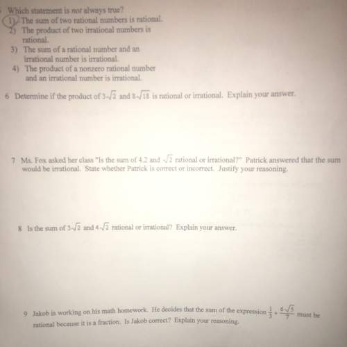 With question 6, 7, 8, and 9 about rational and irrational numbers