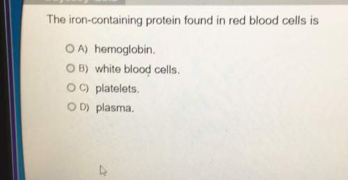 The iron-containing protein found in red blood cells iso a) hemoglobin.o b) white blood cells,o c) p