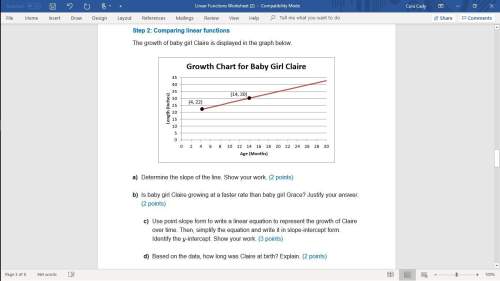 100 nothe growth of baby girl claire is displayed in the graph below.  a) determine the