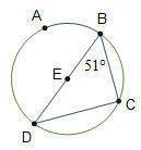 Line segment bd is a diameter of circle e. what is the measure of arc bc ? &lt;