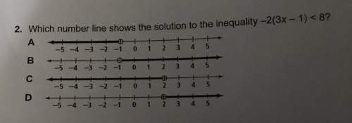 Need which number line shows the solution to the inequality -2(3x – 1)&lt; 8?