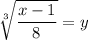 \sqrt[3]{\dfrac{x-1}{8}}=y