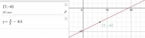 Write an equation in points-slope form of the line that passes through (7,-6) and has the slope m= 1
