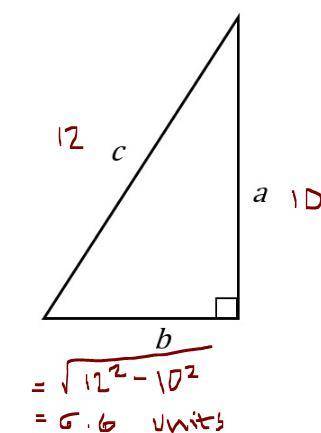 One leg of a right triangle is 10 units, and its hypotenuse is 12 units, What is the length of its o