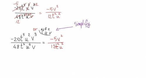 Reduce the fraction -20t^5 u^2 v^3 over 48t^7 u^4 v