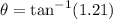 \theta=\tan^{-1}(1.21)
