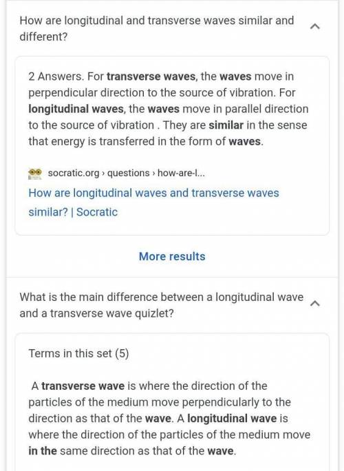 Compare and contrast Transverse Waves and Longitudinal Wave