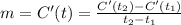 m=C'(t)=\frac{C'(t_{2})-C'(t_{1})}{t_2-t_1}
