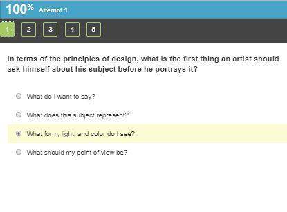 In terms of the principles of design, what is the first thing an artist should ask himself about his