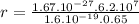 r=\frac{1.67.10^{-27}.6.2.10^{7}}{1.6.10^{-19}.0.65}