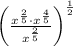 \left(\frac{x^{\frac{2}{5}}\cdot x^{\frac{4}{5}}}{x^{\frac{2}{5}}}\right)^{\frac{1}{2}}