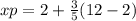 xp = 2 +  \frac{3}{5} (12 - 2)