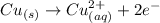 Cu _{(s)} \to Cu^{2+} _{(aq)} +  2e^{-}