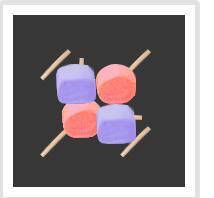 Now build a model of salt. Use the blue, square marshmallows to represent the chlorine atoms and the
