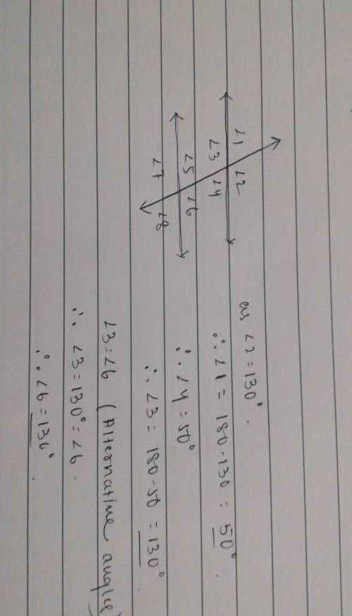 If angle two equals 130 find the measure of angle 6 will mark brainiest​