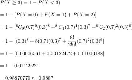 P(X\geq 3)=1-P(X