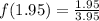 f(1.95) = \frac{1.95}{3.95}