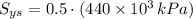 S_{ys} = 0.5\cdot (440\times 10^{3}\,kPa)