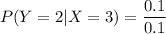 P(Y = 2|X=3) = \dfrac{0.1}{0.1}